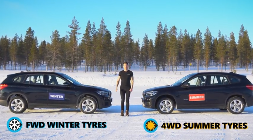 Comparison in the snow: Front wheel drive and winter wheels Vs 4x4 drive and summer wheels